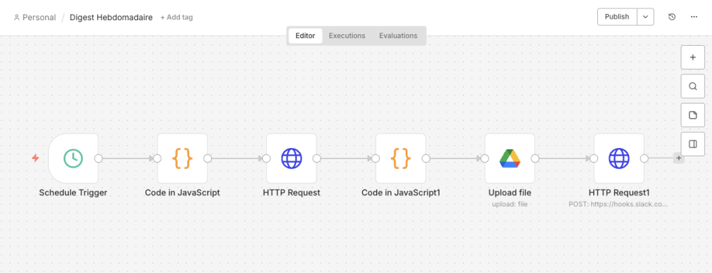Workflow 2 Canvas — Automatic weekly digest generation